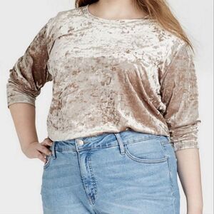 NWT Long sleeve Velvet Top Ava&Viv Plus